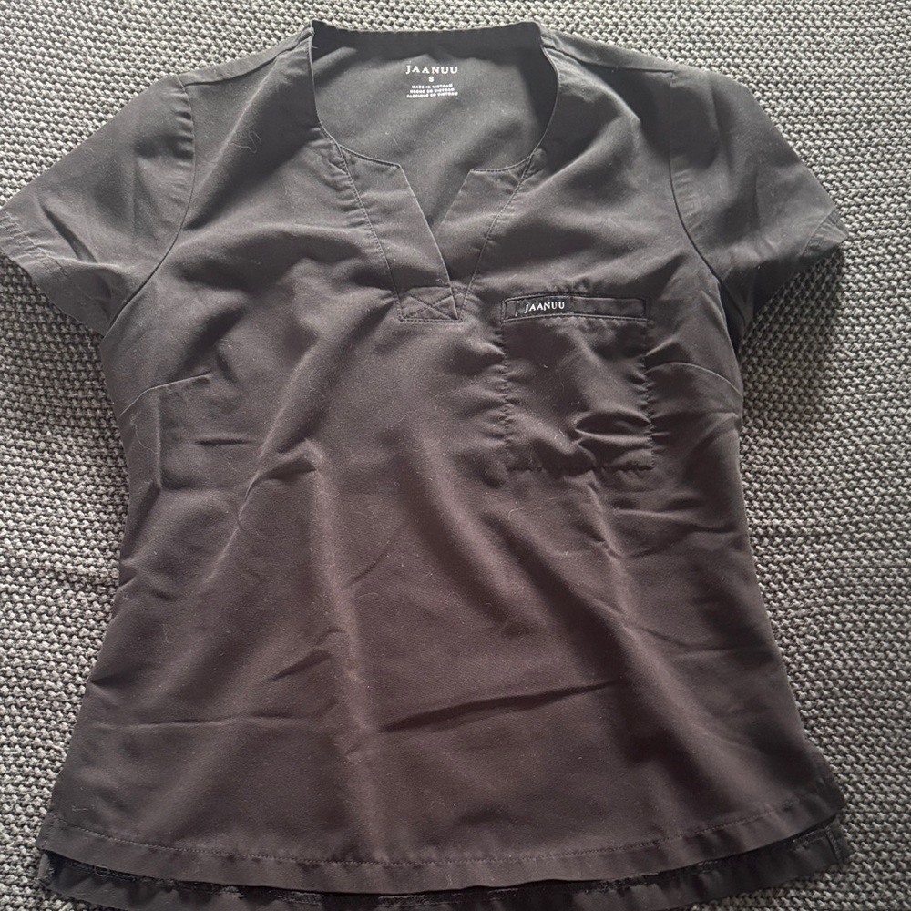 Jaanuu Black V-Neck Short Sleeve Medical Top
